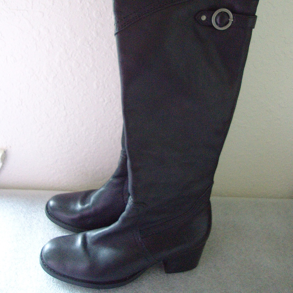 Mattisse Brazil SAGEBRUSH Black Leather Boots Women's Knee High Sz-6.5M/36.5